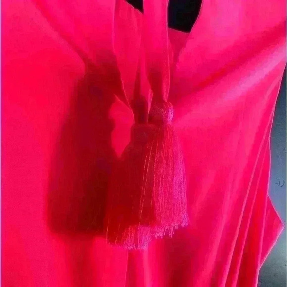 ATHLETA Martinique Neon Coral Easy Shift Dress Size Small Tassel Wrap - Picture 10 of 11